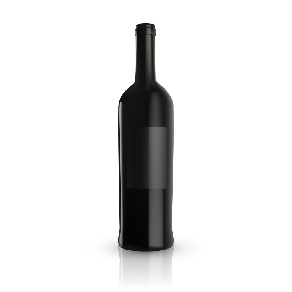 Beyaz arka planda yalıtılmış bir şişe şarap. vektör - Vektör, Görsel