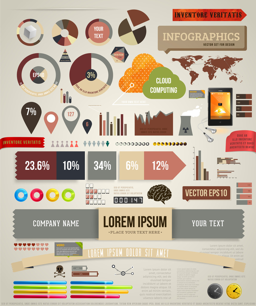 Elemente der Infografik für das Design setzen - Vektor, Bild