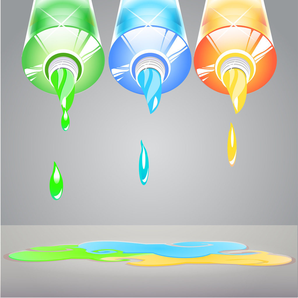 Illustration of isolated tubes of paint - Vector, Image