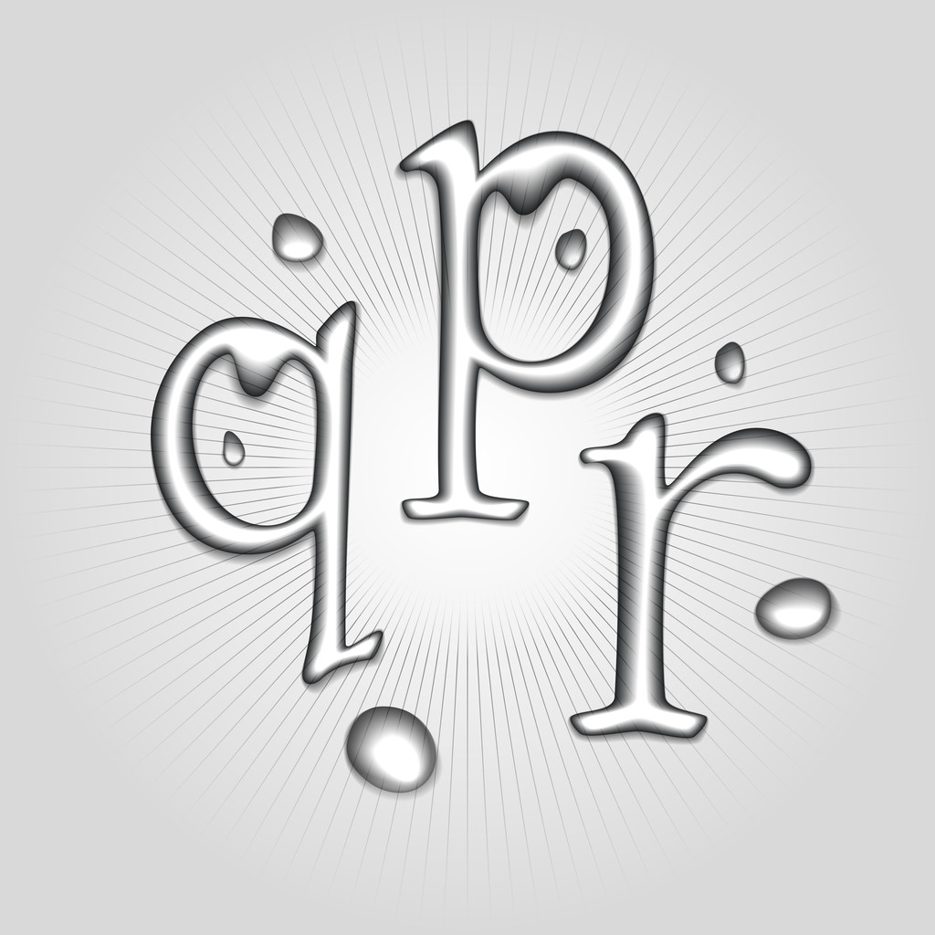 Vector water letters P, Q, R. - Vector, Image