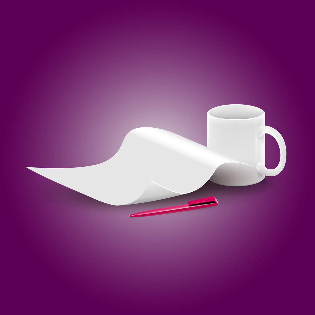 Vector piece of paper and a cup - Vector, Image