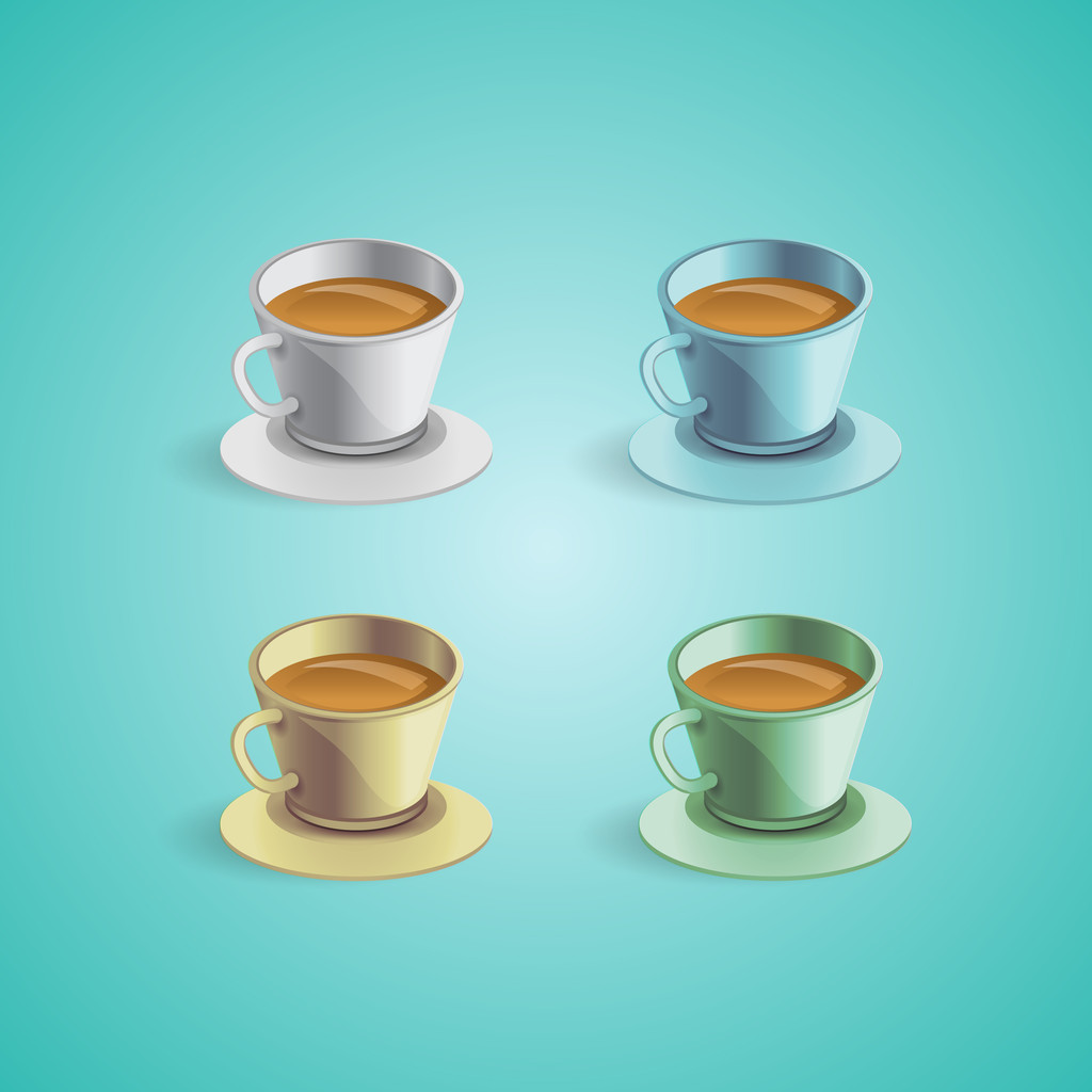 Kaffeetassen-Set, Vektor-Illustration   - Vektor, Bild
