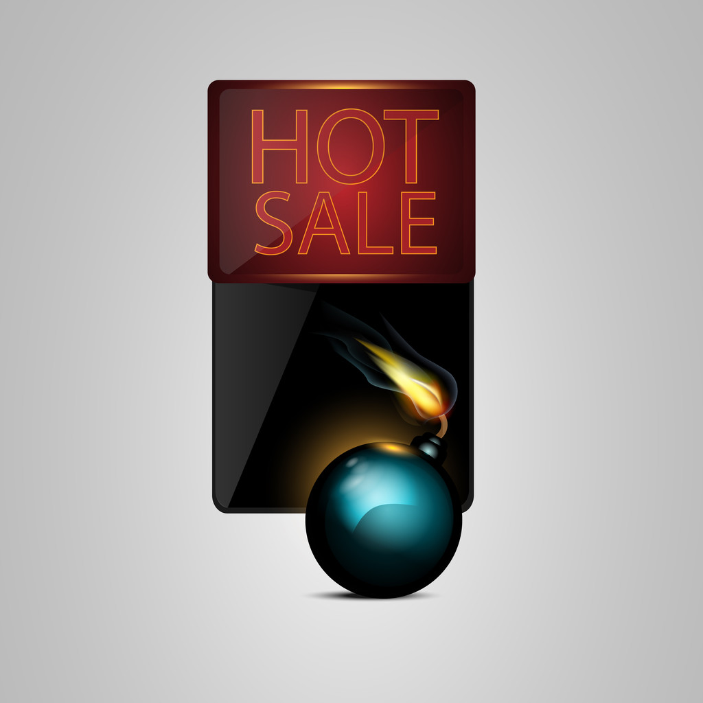 Vector Black Bomb With Sale Banner - Vector, Image