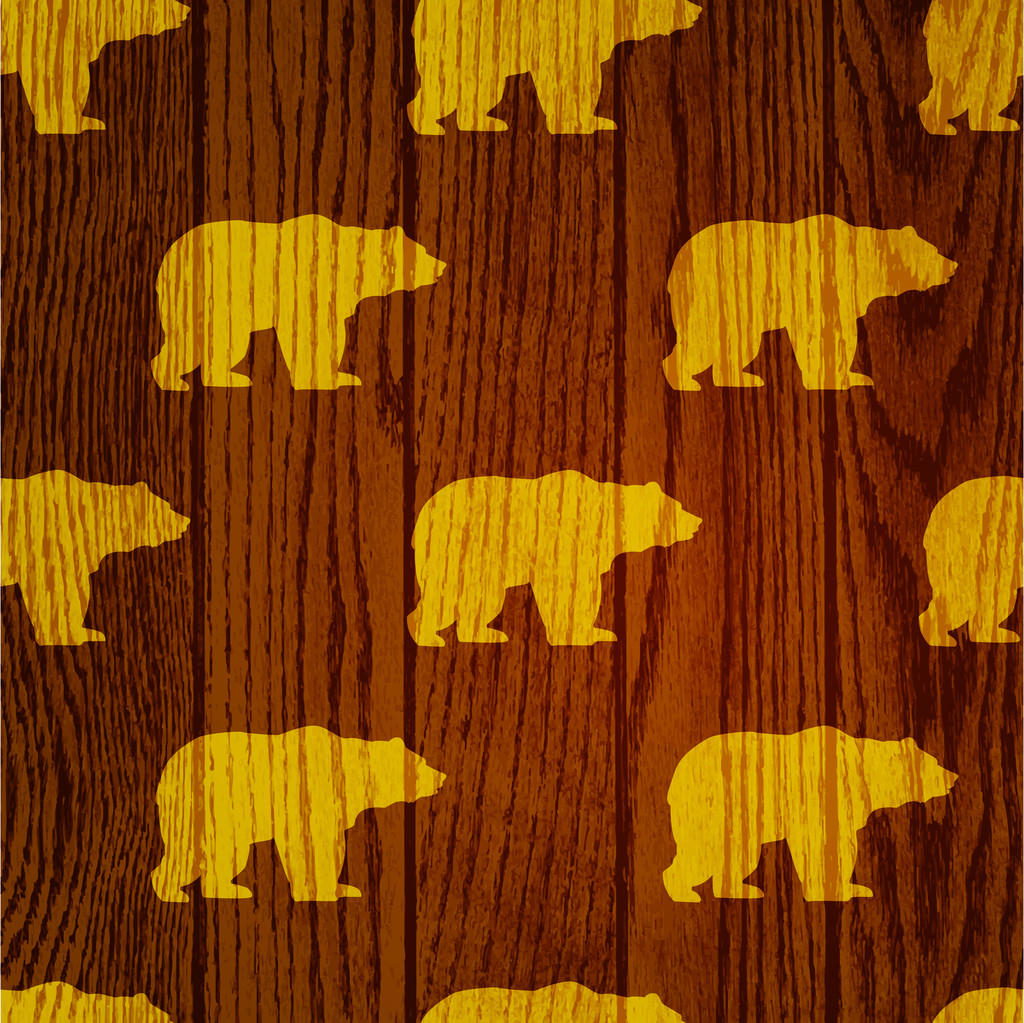 Медведь деревянный фон - векторная иллюстрация
 - Вектор,изображение