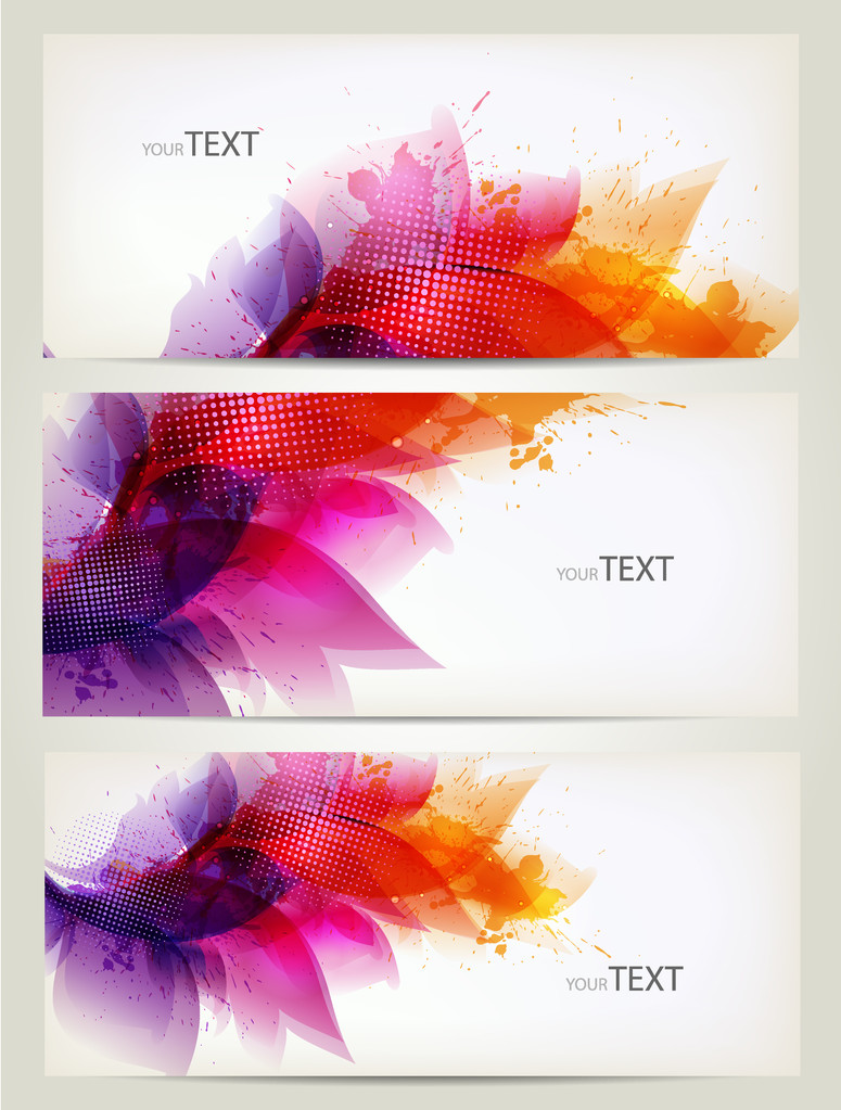 Conjunto de cartões abstratos com flores elementos coloridos com manchas
. - Vetor, Imagem