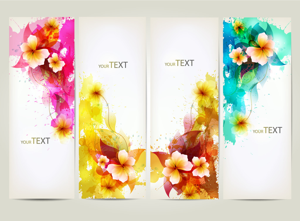 Set di elementi floreali e macchie colorate.Modello di brochure di design con elementi floreali
 - Vettoriali, immagini