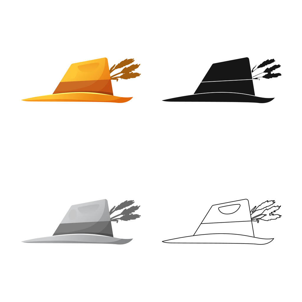帽子とキャップのシンボルのベクター デザイン。ヘッドギアやストックのアクセサリー ベクトル アイコン集. - ベクター画像