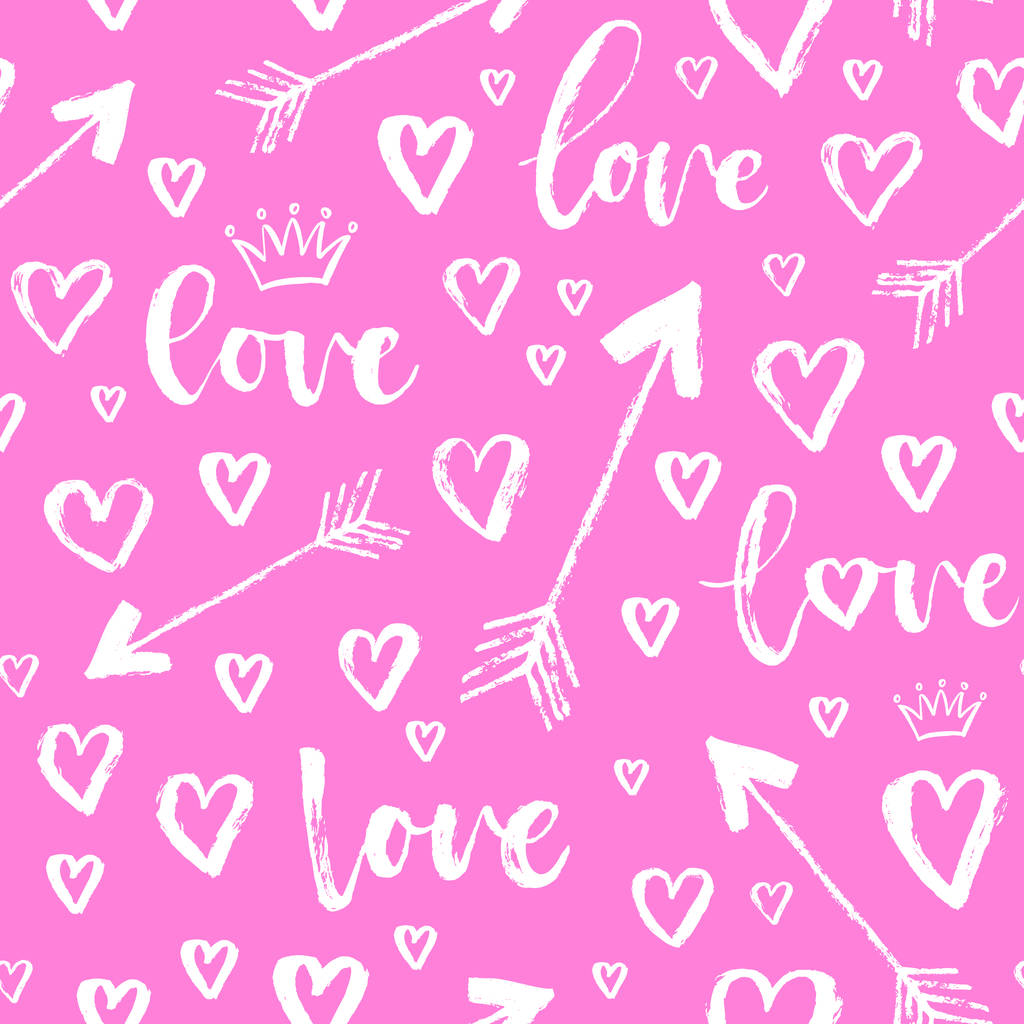 Patrón sin costuras de moda vectorial con corazones en el Feliz Día de San Valentín. Estilo Doodle
 - Vector, Imagen