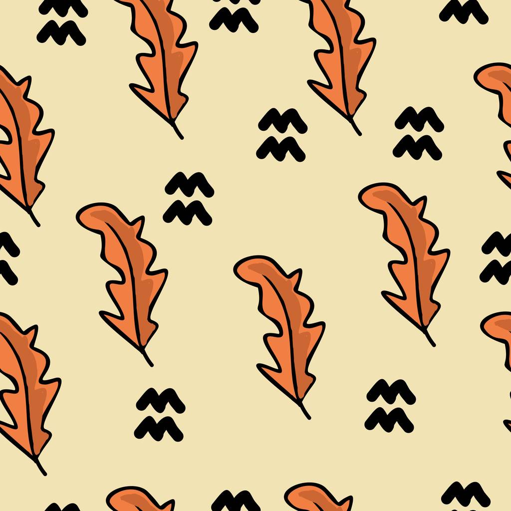 Retro doodle of autumn floral seamless pattern - Vector, Image