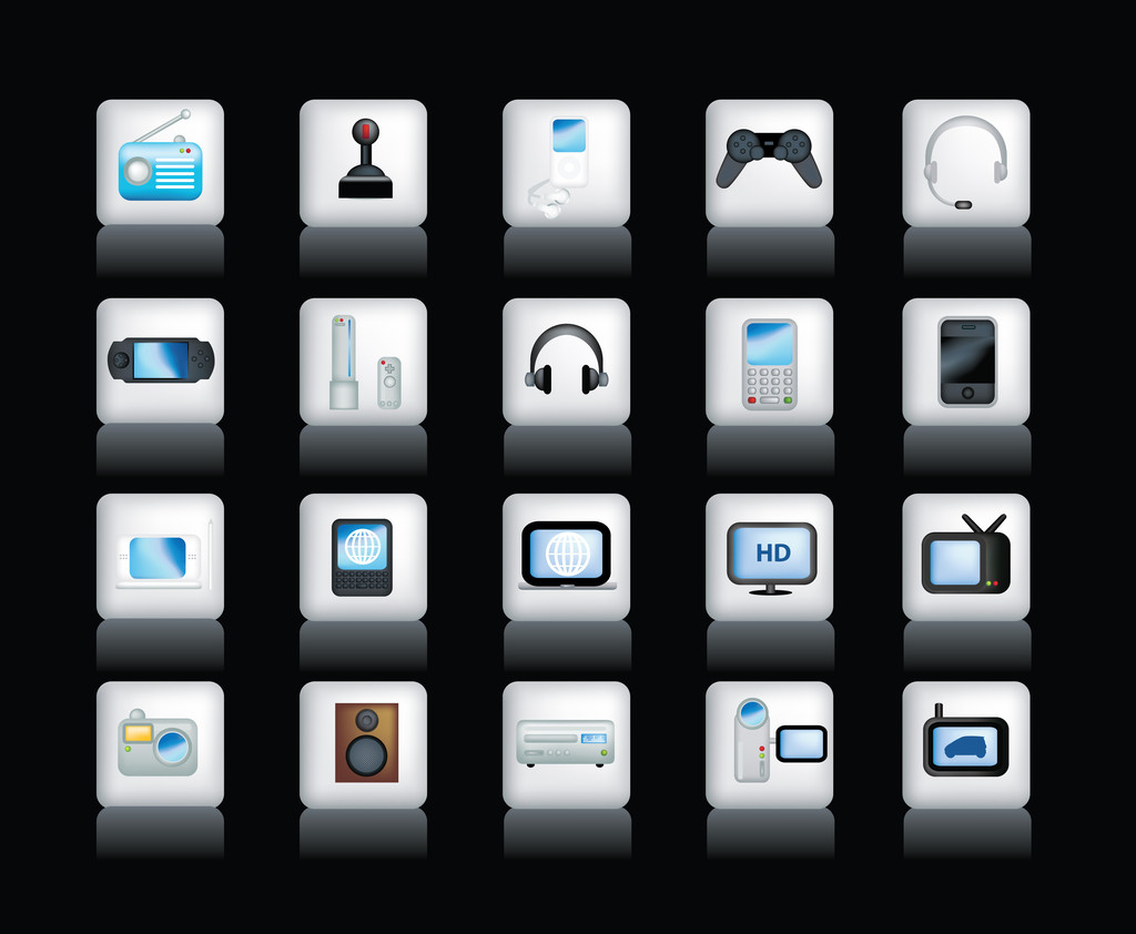 Electronic icons on black - Photo, Image