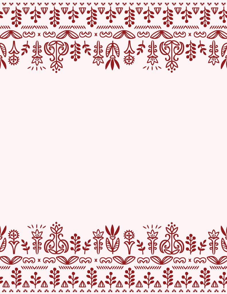 quadro de cartão retangular com ornamentos florais no styl eslavo
 - Vetor, Imagem