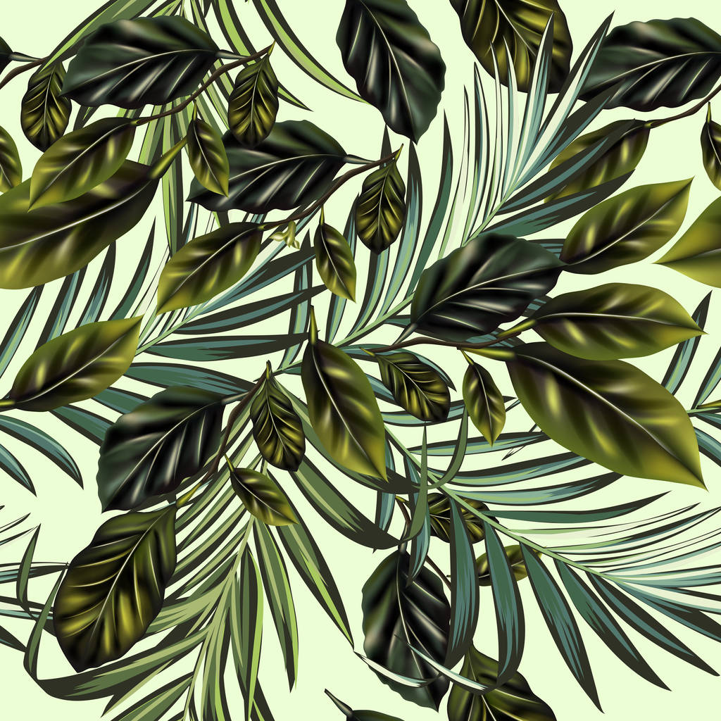 Μόδα διάνυσμα τροπικούς φοίνικες φύλλα και εσπεριδοειδών μοτίβο - Διάνυσμα, εικόνα
