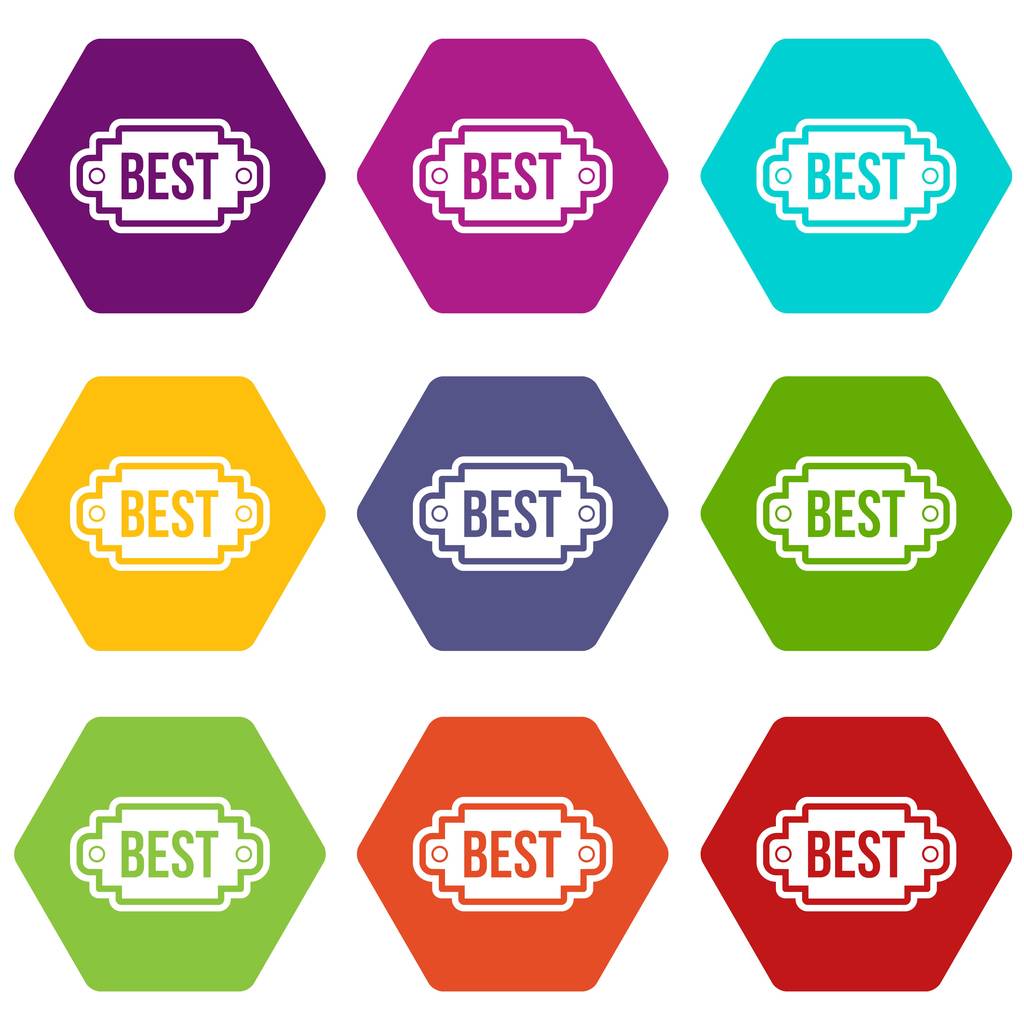 Migliore etichetta icona set colore esaedro
 - Vettoriali, immagini