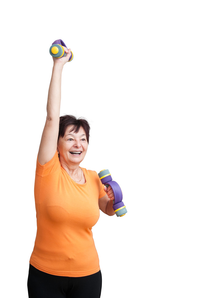 starší žena cvičení - na bílém pozadí - Fotografie, Obrázek