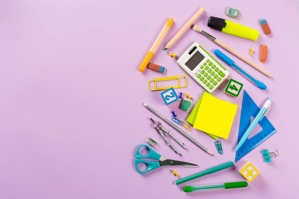 School and office supplies. Top view. - Photo, Image