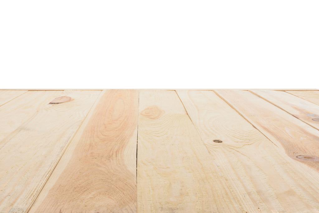 Vorlage für beigen Holzboden aus Dielen auf weißem Hintergrund - Foto, Bild