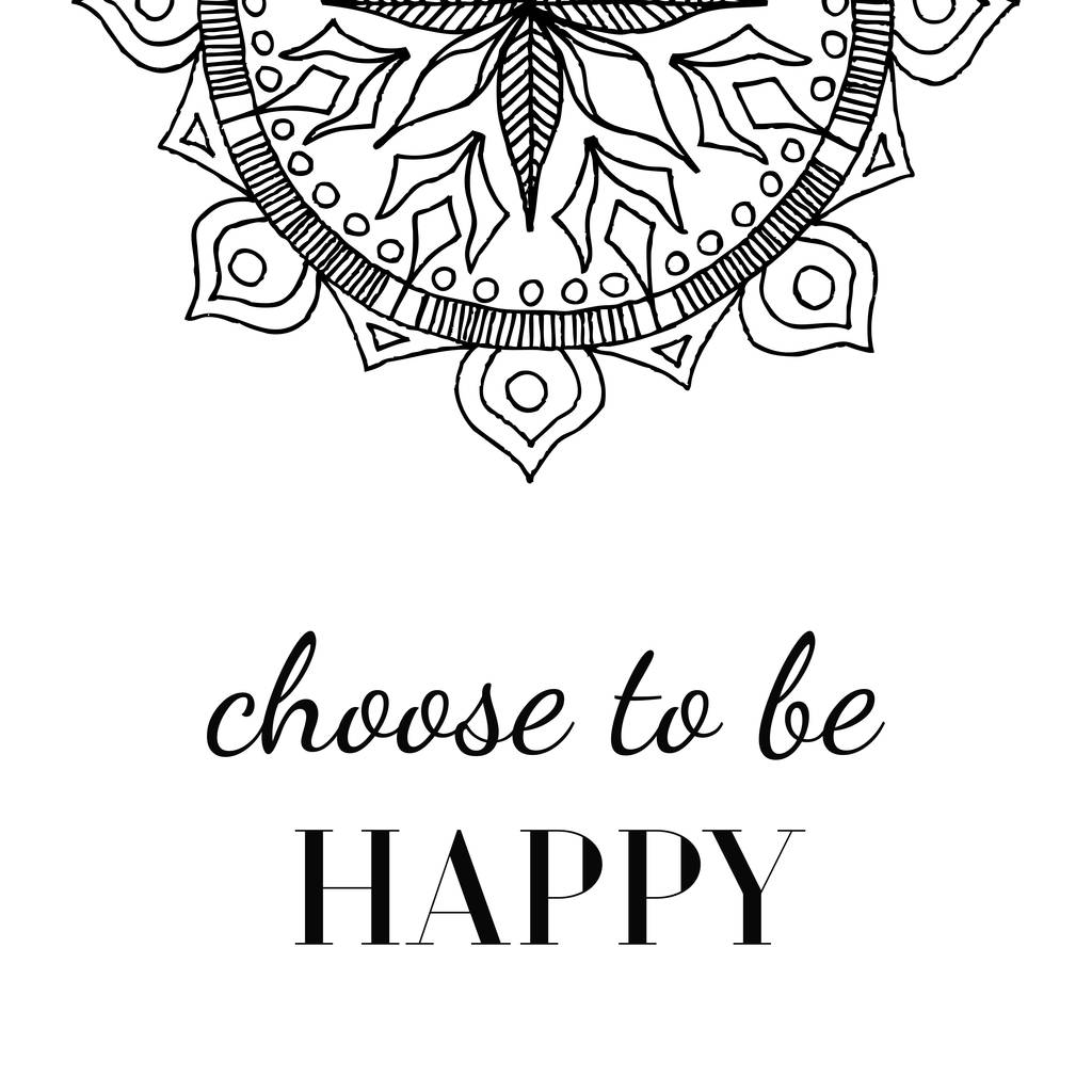 Mandala és a stílus Boho "Választ, hogy boldog legyen" motivációs poszterek. - Vektor, kép