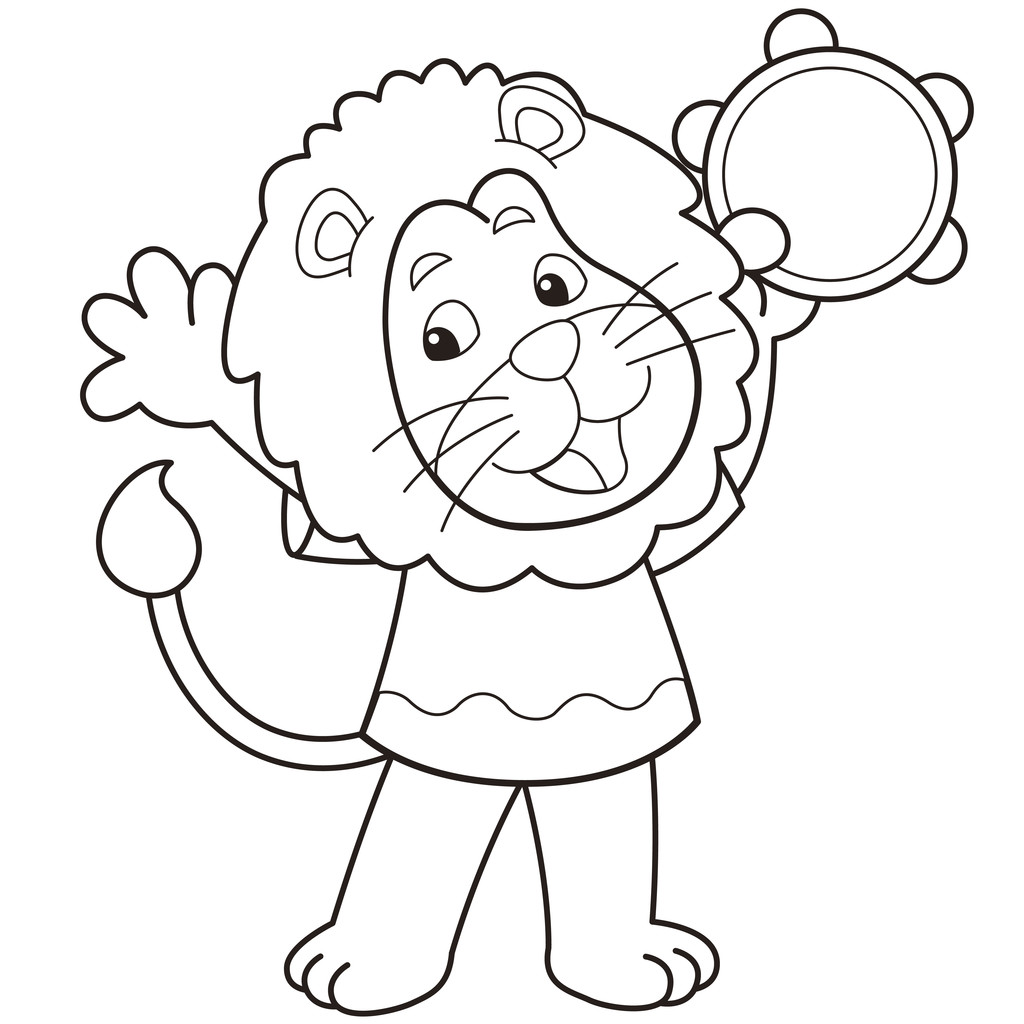Tef çalmaya karikatür aslan - Vektör, Görsel