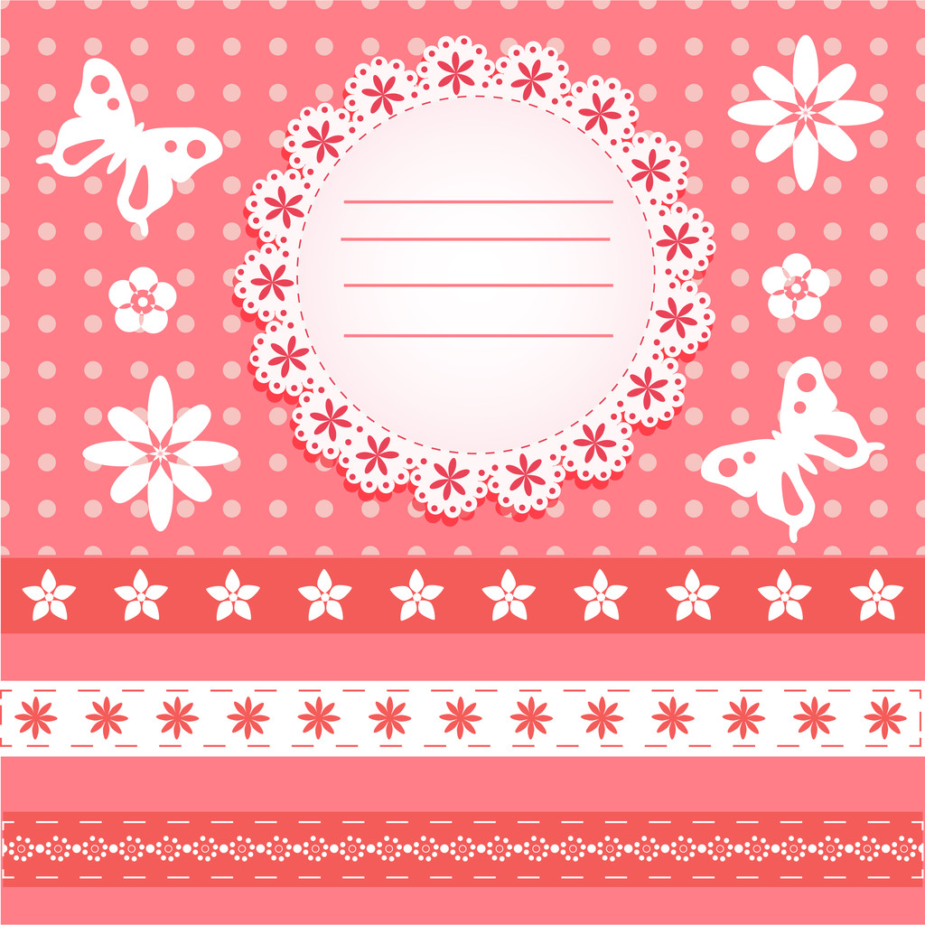 Cartão de saudação com borboleta e floral. Vetor
 - Vetor, Imagem