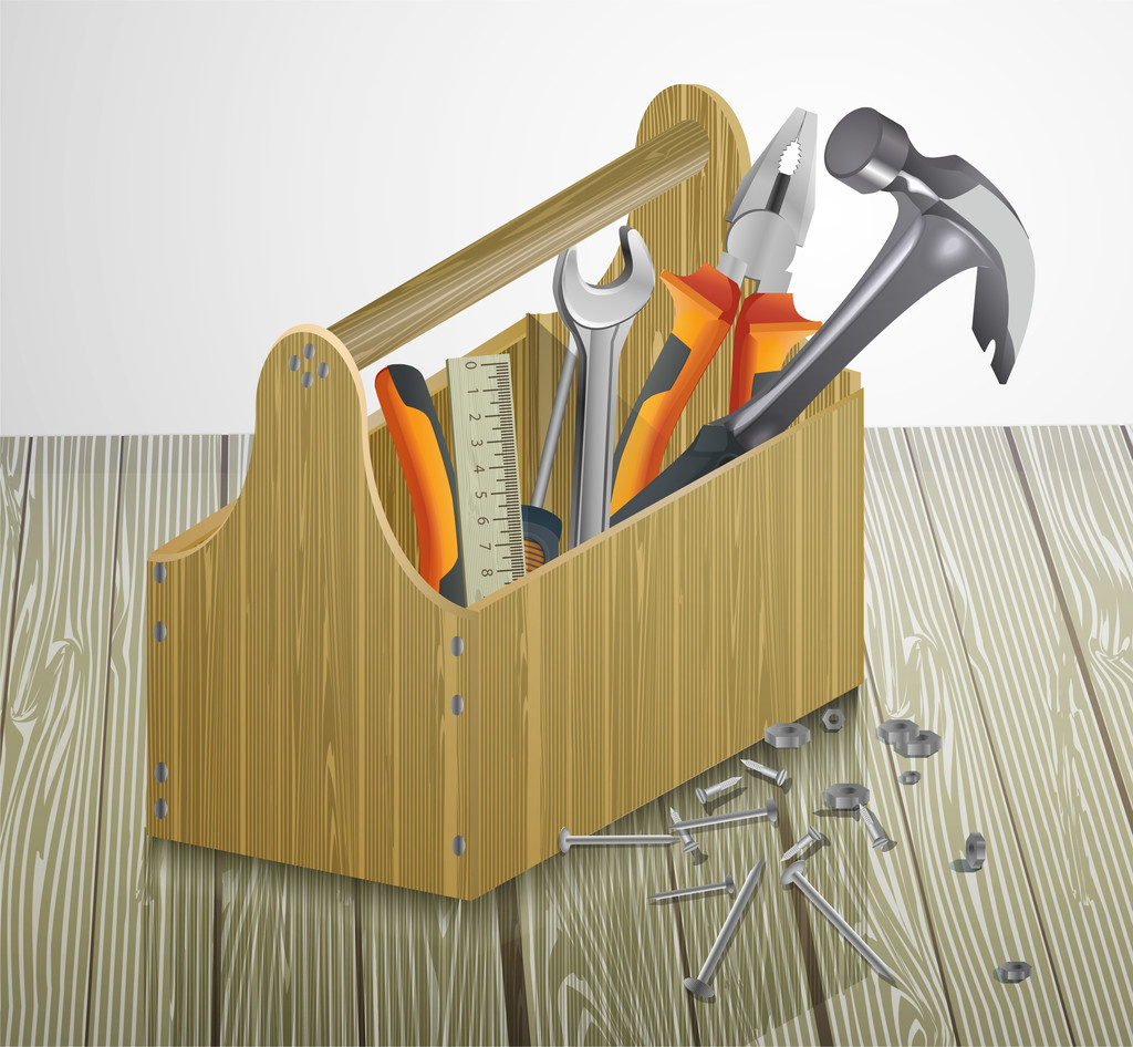 Caja de herramientas con herramientas. Ilustración vectorial
. - Vector, imagen