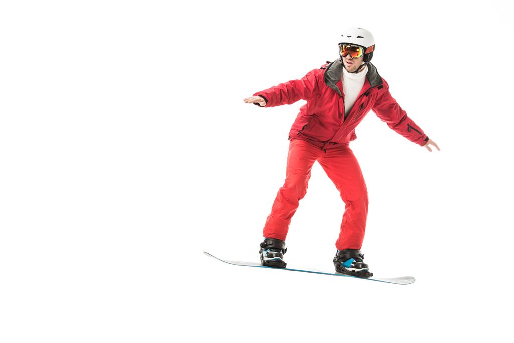 Foto e de sin de Hombre Adulto En Ropa De Esquí Snowboard