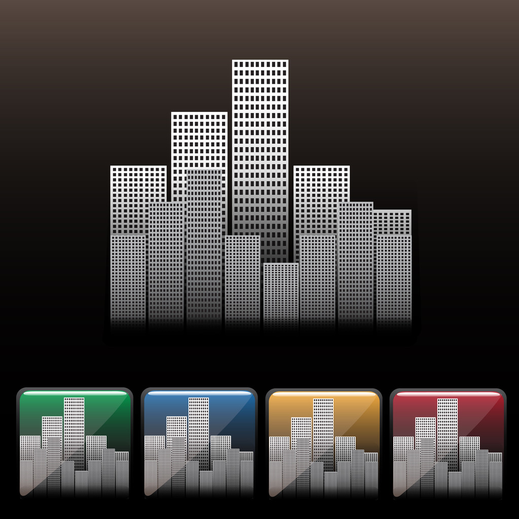 Skyscraper city icon set. Vector - Vector, Image