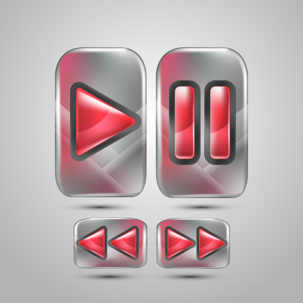 Play ,Pause and Stop buttons. Music icons. Vector illustration. - Vector, Image