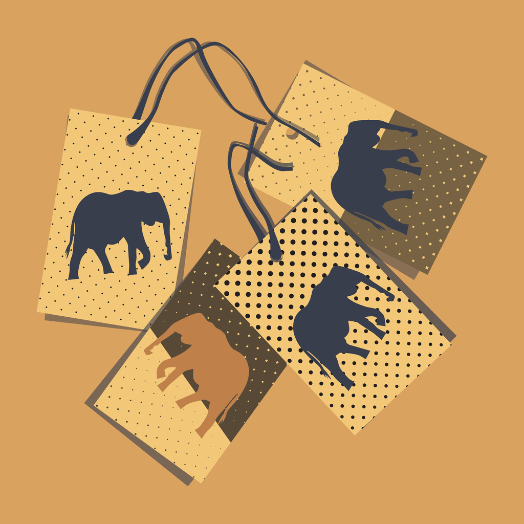 κάρτα φορέα διακοπές με ελέφαντα - Διάνυσμα, εικόνα