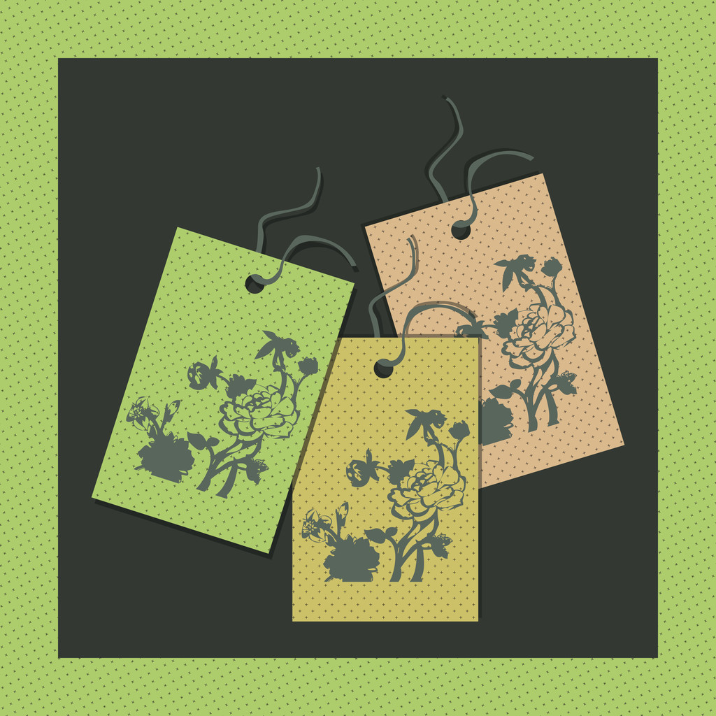 Papel floral tags vetor ilustração
  - Vetor, Imagem