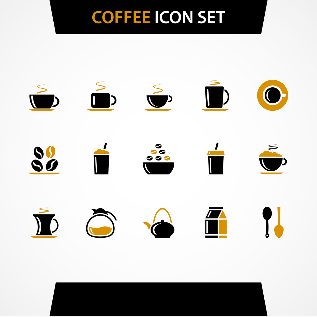 Vector coffee icons set. - Vector, Image