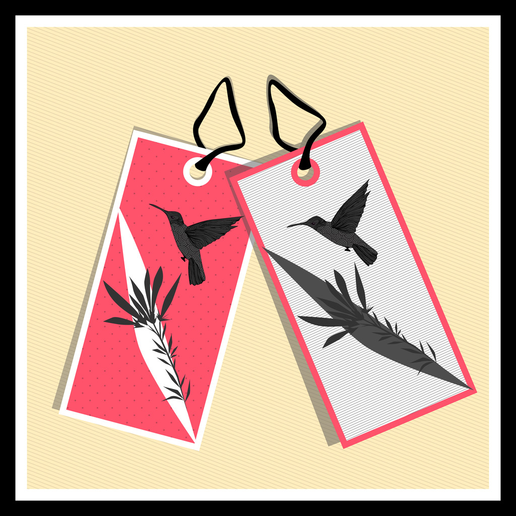 Etiquetas de papel con pájaros
 - Vector, Imagen