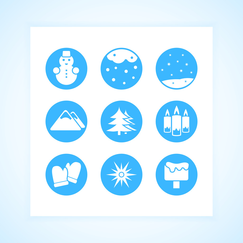 Zimowe ikony zestaw ilustracji wektorowych  - Wektor, obraz