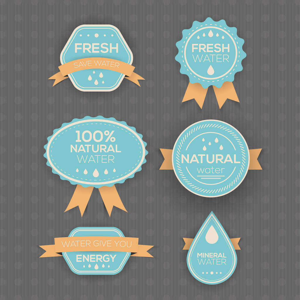 Drinking and Mineral Water Labels - Vector, Image