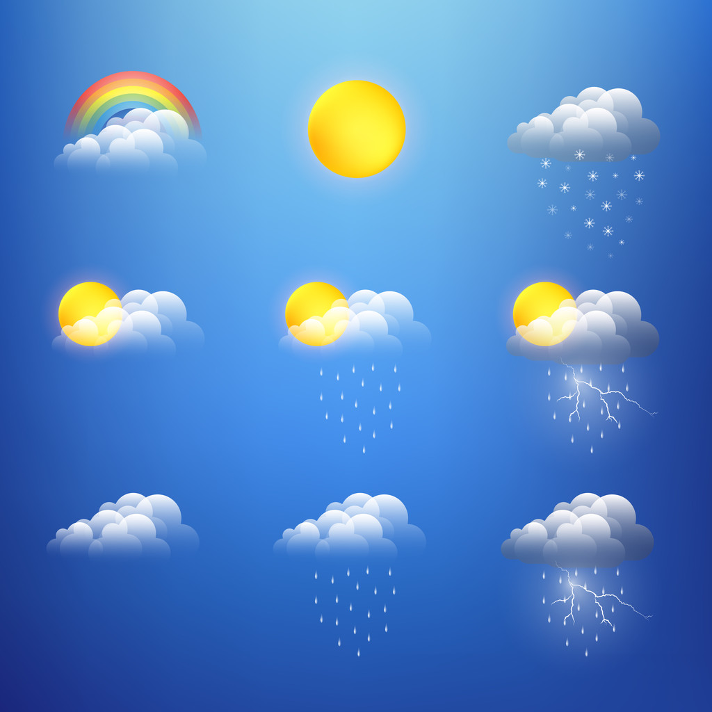 Collection d'icônes météorologiques vectorielles - Vecteur, image