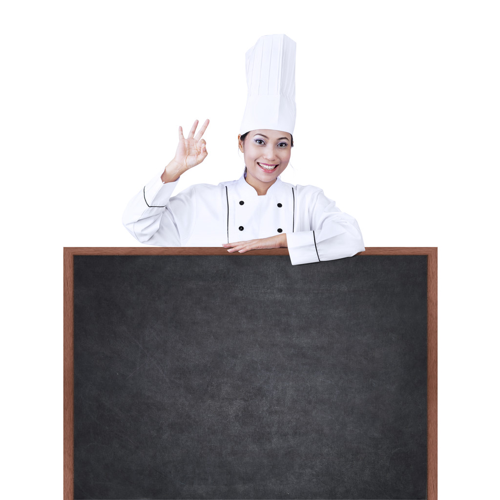 Chef asiático con copyspace en blanco
 - Foto, Imagen