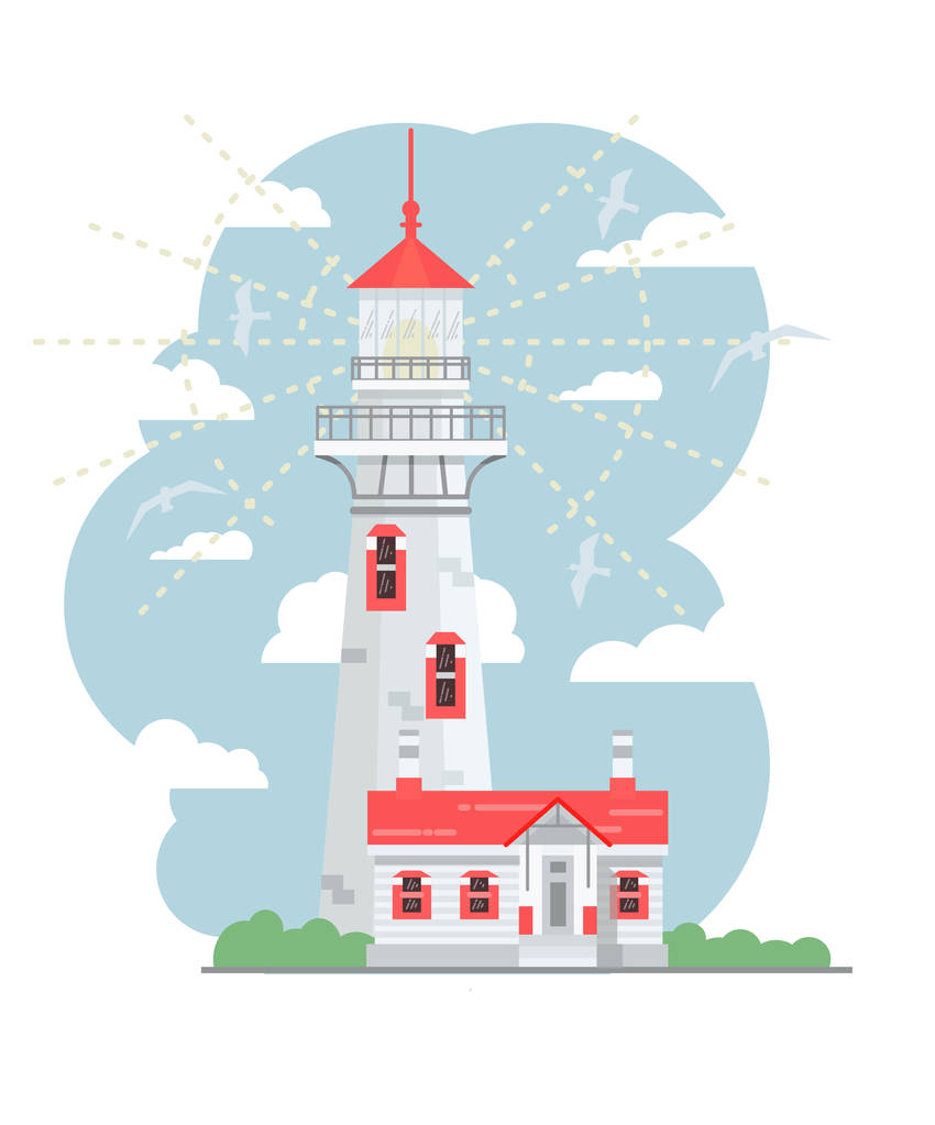 Vector lighthouse in flat style - Vector, Image