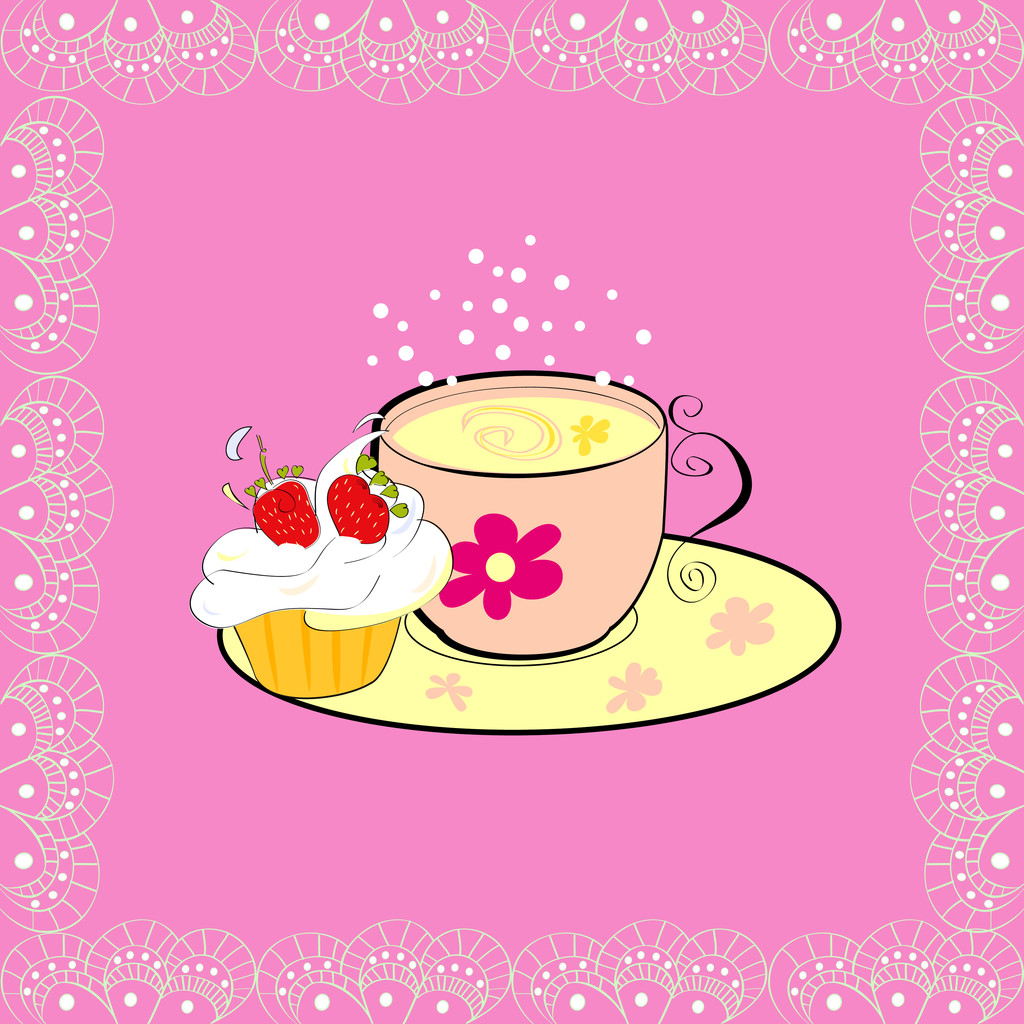 Una taza de té con magdalena
 - Vector, Imagen