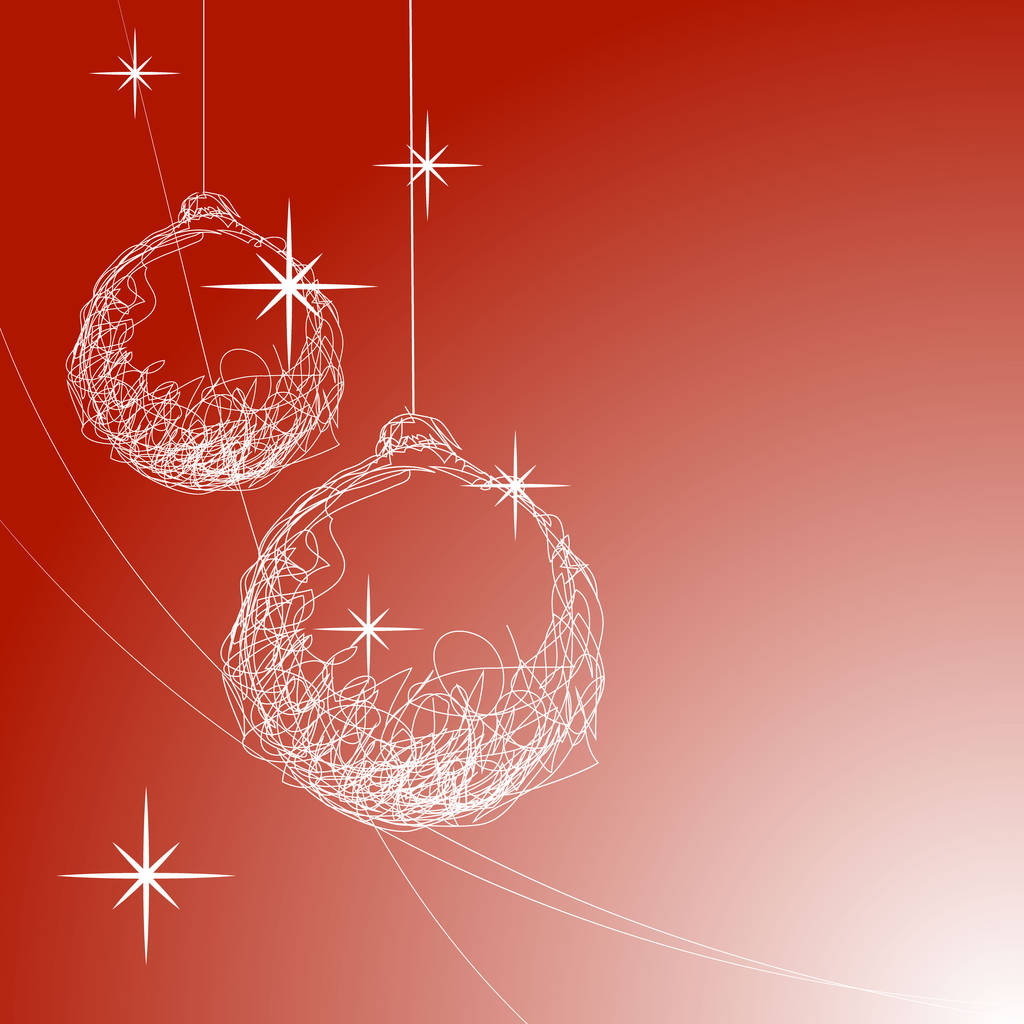 Різдвяна рука намальована куля на червоному тлі
 - Вектор, зображення