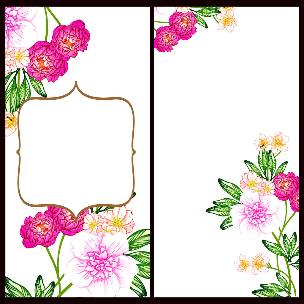 Style vintage cartes de mariage de fleurs ensemble. Eléments floraux et cadres. - Vecteur, image