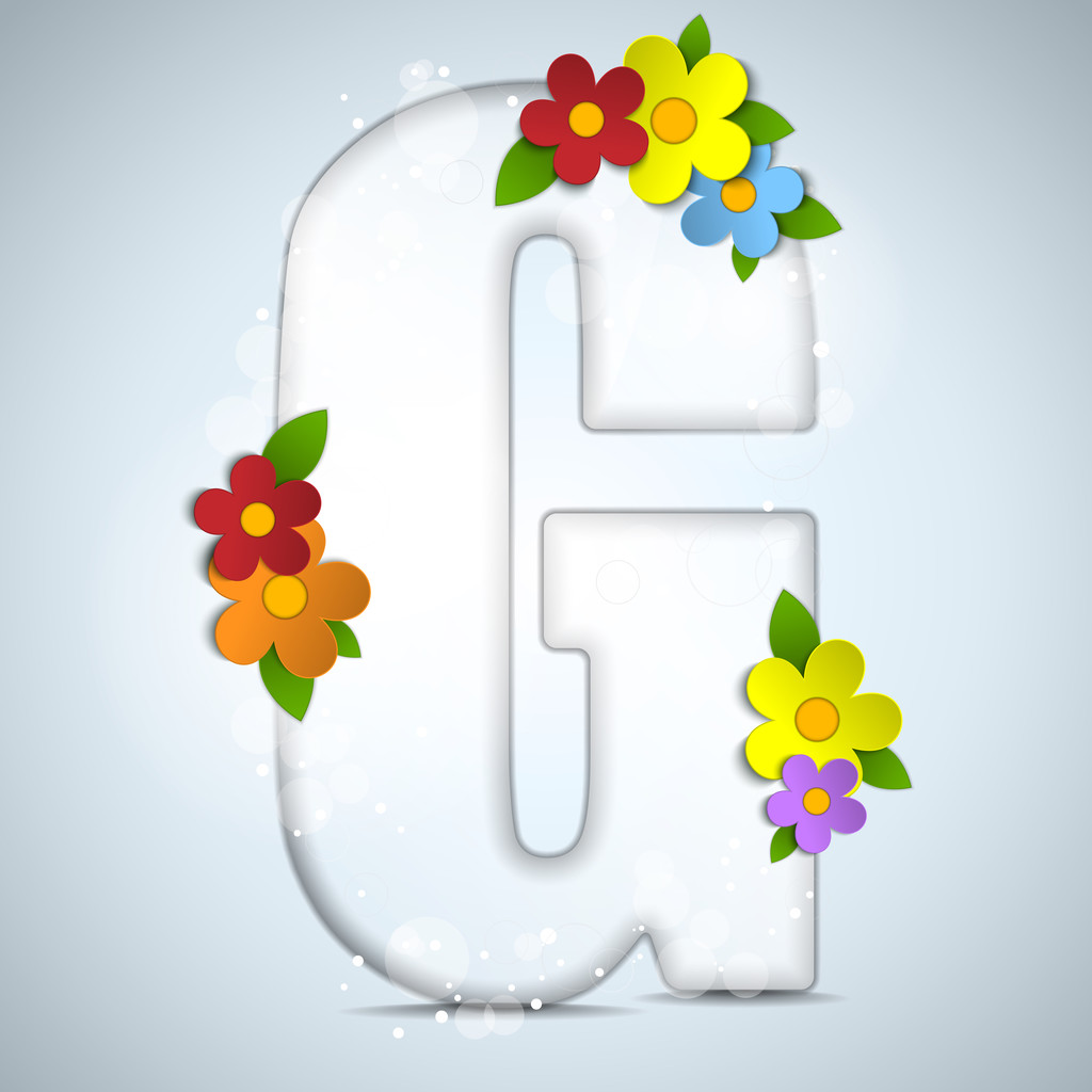 Primavera di vetro dell'alfabeto con i fiori
 - Vettoriali, immagini