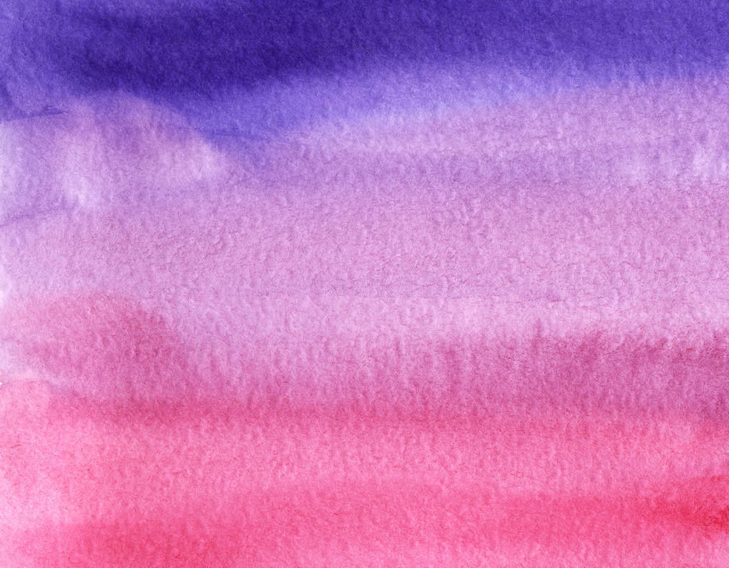 水彩の抽象的な背景。飽和グラデーション ブルーからピンクに。質感の紙に描かれた手. - 写真・画像