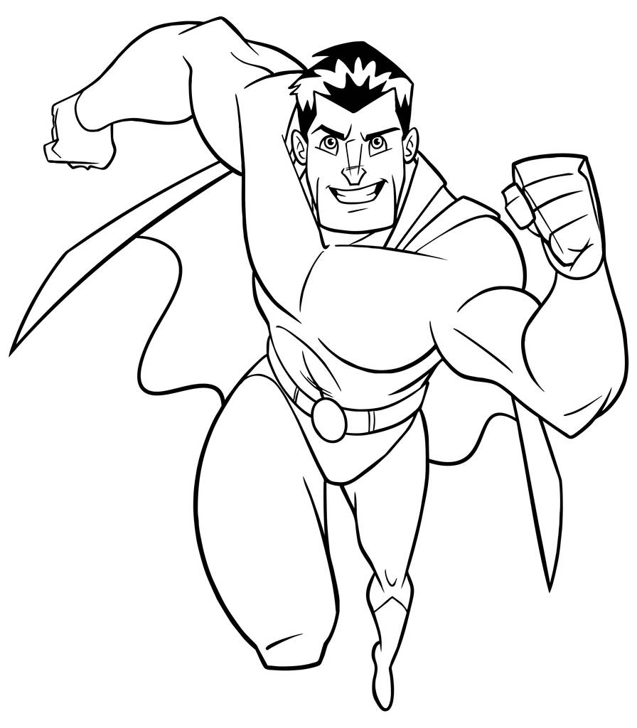 Superbohater z frontalnym widokiem linia - Wektor, obraz