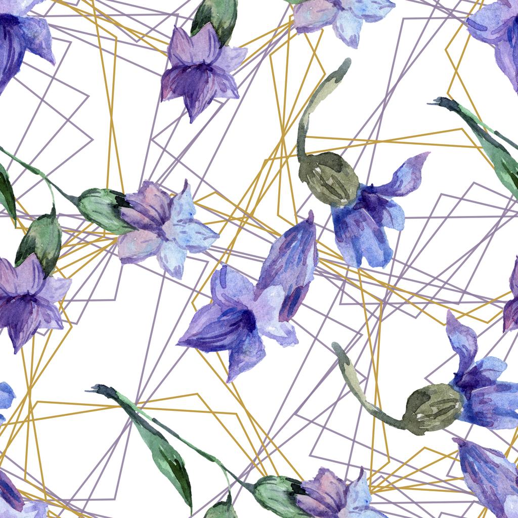 Purple Lavender Flowers. Watercolor Seamless Background Pattern. Free Stock  Photo and Image
