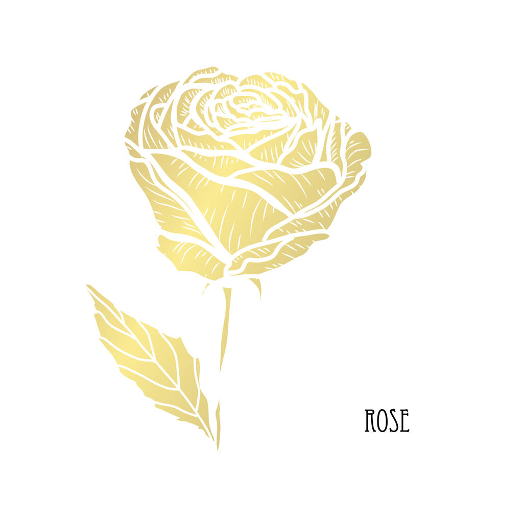 Rosa decorativa flor, elemento de diseño. Se puede utilizar para tarjetas, invitaciones, pancartas, carteles, diseño de impresión. Flores doradas
 - Vector, imagen