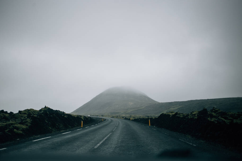 Icelandic epic road scenery from car window - Photo, Image