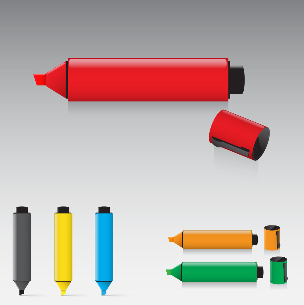 Set of highlighter pens - Vector, Image