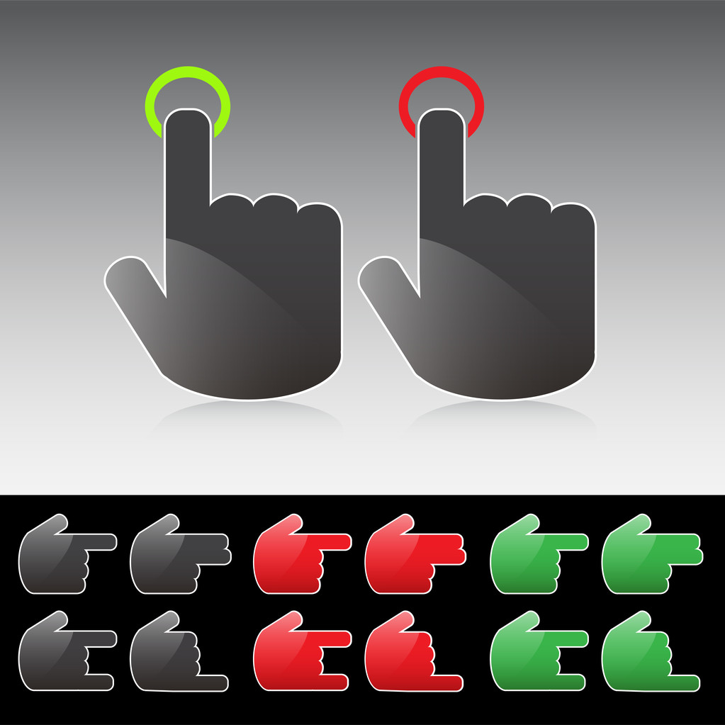 Various hand button icons - Vector, Image