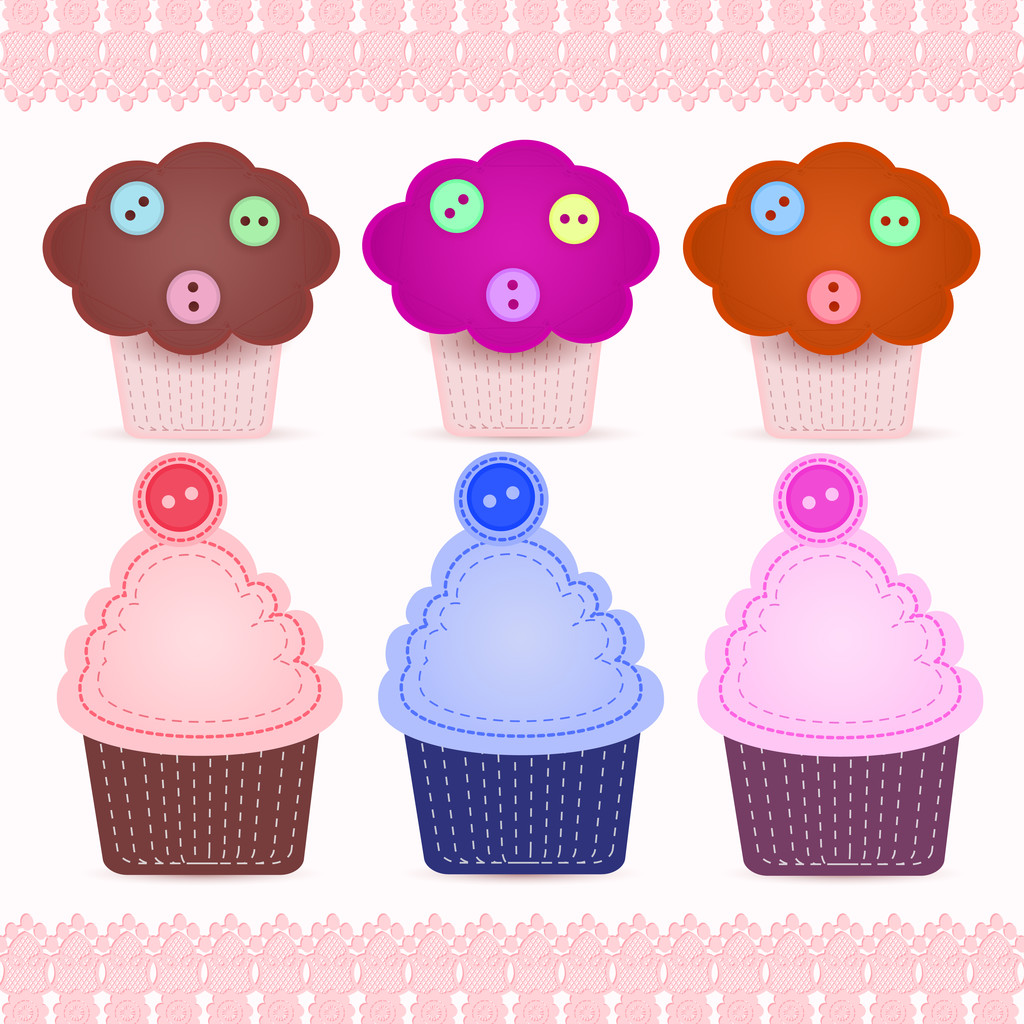 Conjunto de cupcakes bonitos
 - Vetor, Imagem