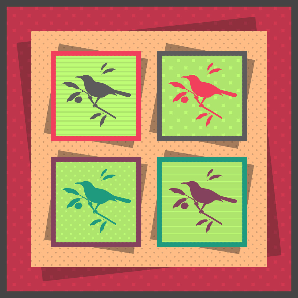 Набір з чотирьох птахів
 - Вектор, зображення