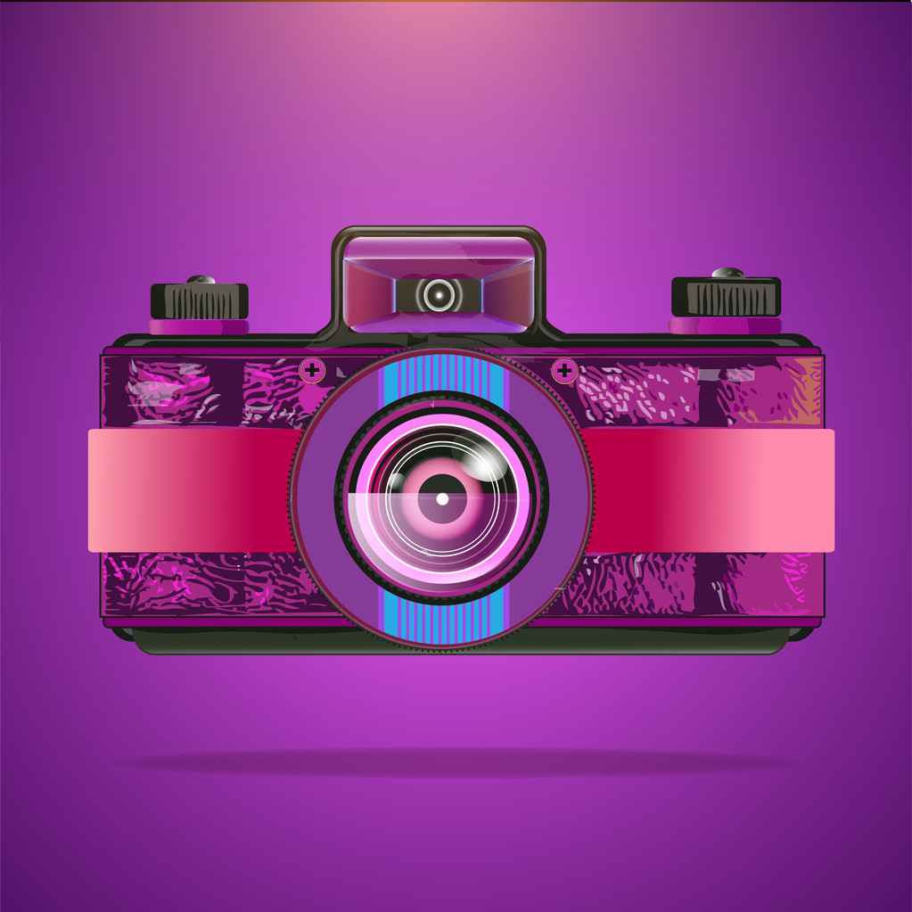 Vector purple retro camera - Vector, Image